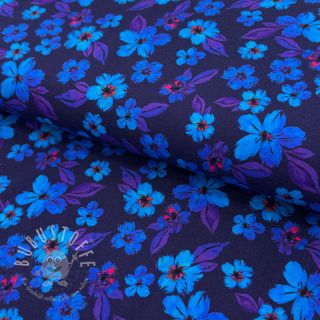 Jersey Hannah flowers blue digital print