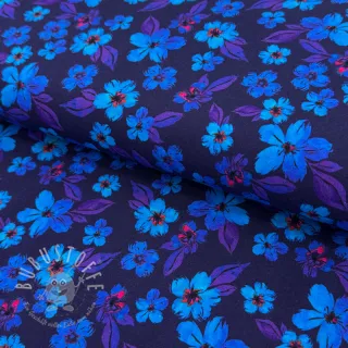 Jersey Hannah flowers blue digital print