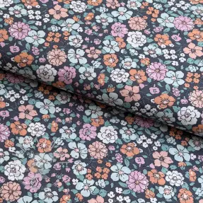 Baumwollstoff Flowers navy ORGANIC