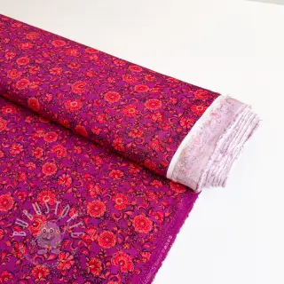 Viskosestoff POPLIN STRETCH Flowers fuchsia digital print