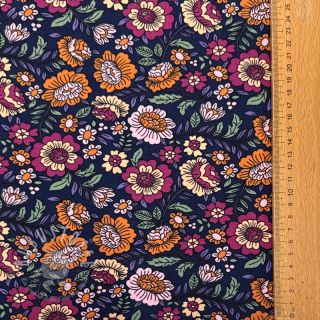 Jersey Flowers tossed navy