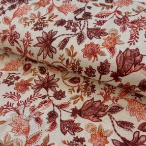 Jersey Baumwoll-Leinen Flowers cognac digital print