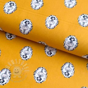 Baumwollstoff Arlequeen medailon ochre