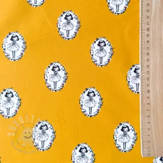 Baumwollstoff Arlequeen medailon ochre