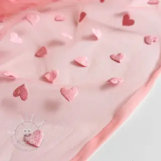 Feintüll Flock shiny hearts old pink