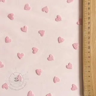 Feintüll Flock shiny hearts old pink