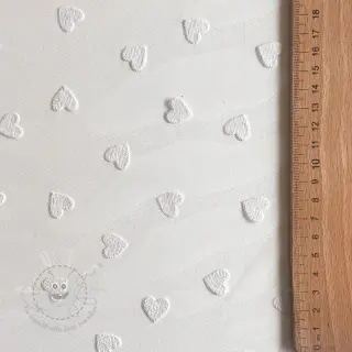Feintüll Flock shiny hearts offwhite