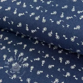 JEANS STRETCH Small retro flowers dark jeans