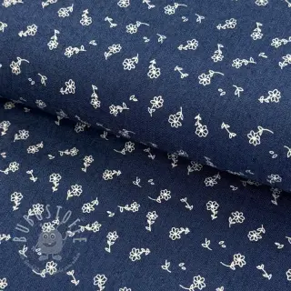 JEANS STRETCH Small retro flowers dark jeans