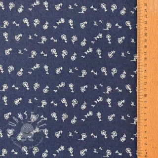 JEANS STRETCH Small retro flowers dark jeans