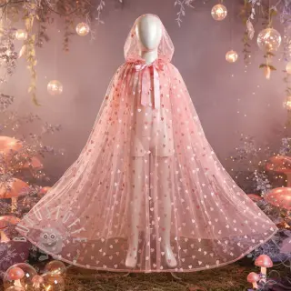 Feintüll Flock shiny hearts old pink