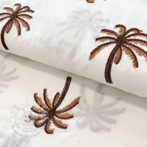 Baumwollstoff VOILE EMBROIDERY Palm brown