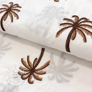 Baumwollstoff VOILE EMBROIDERY Palm brown