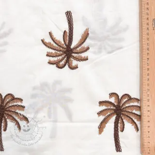 Baumwollstoff VOILE EMBROIDERY Palm brown