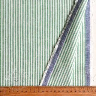 Leinen mit Baumwolle Stripe dark green