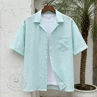 Leinen mit Baumwolle Stripe mint