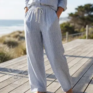 Leinen mit Baumwolle Stripe jeans