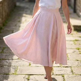 Leinen mit Baumwolle Stripe rose