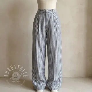 Leinen mit Baumwolle Stripe navy