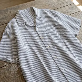 Leinen mit Baumwolle Stripe navy