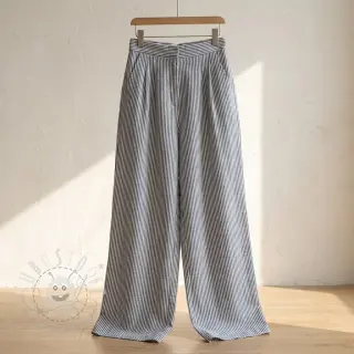 Leinen mit Baumwolle Stripe navy