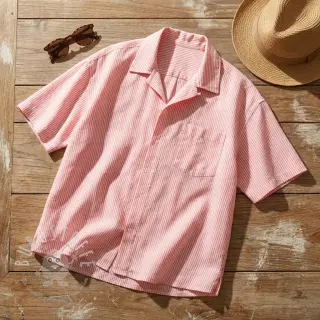 Leinen mit Baumwolle Stripe salmon