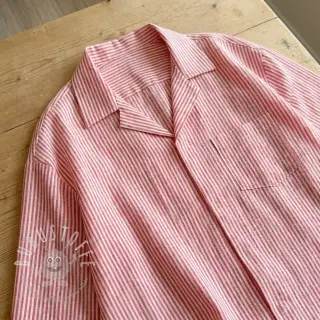 Leinen mit Baumwolle Stripe red