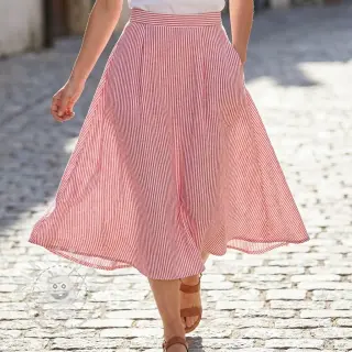 Leinen mit Baumwolle Stripe red