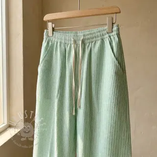 Leinen mit Baumwolle Stripe dark green
