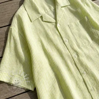 Leinen mit Baumwolle Stripe lime