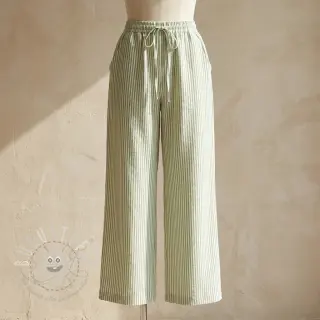 Leinen mit Baumwolle Stripe green