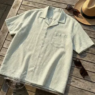 Leinen mit Baumwolle Stripe green