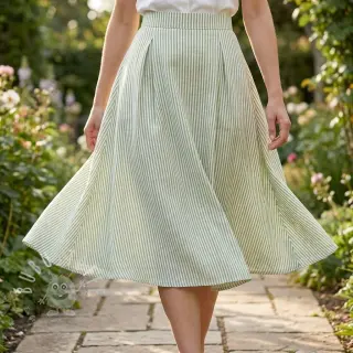 Leinen mit Baumwolle Stripe green