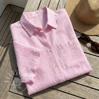 Leinen mit Baumwolle Stripe fuchsia