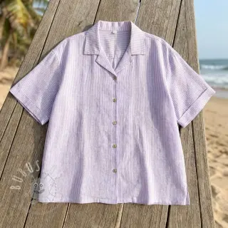 Leinen mit Baumwolle Stripe purple