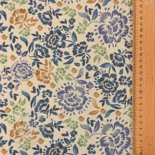 Dekostoff Linenlook Blue roses digital print