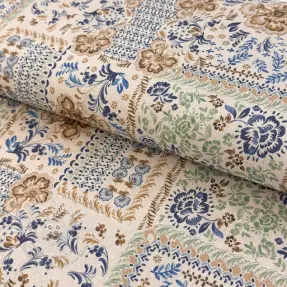 Dekostoff Linenlook Blue heritage digital print