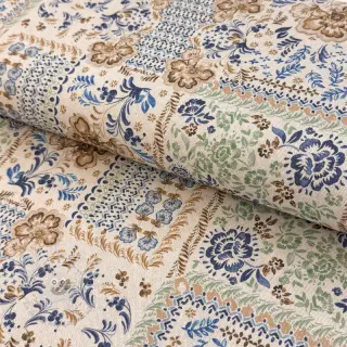 Dekostoff Linenlook Blue heritage digital print