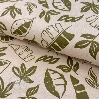 Dekostoff Linenlook Leaves army green