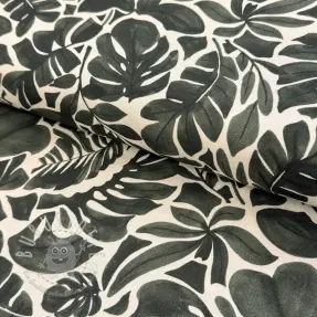 Dekostoff Big leaves grey digital print