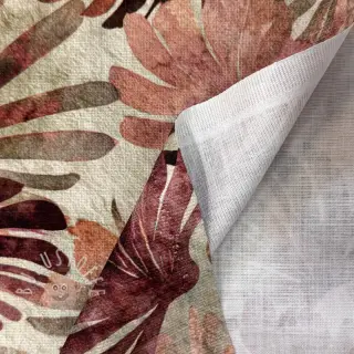 Dekostoff SLUB Leaves burgundy digital print