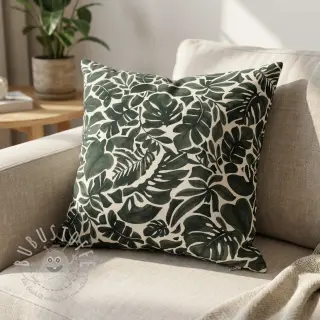 Dekostoff Big leaves grey digital print