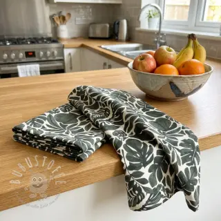 Dekostoff Big leaves grey digital print