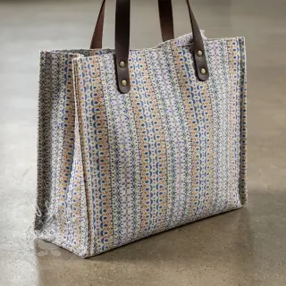 Dekostoff Linenlook Blue pattern digital print