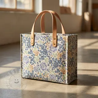 Dekostoff Linenlook Blue roses digital print