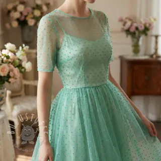 Feintüll DOTS mint