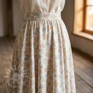 Lyocell mit Leinen und Seide Retro Flowers design E