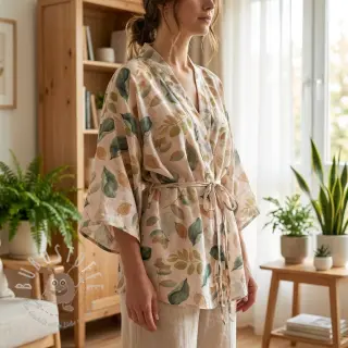 Lyocell mit Leinen und Seide Retro Flowers design A