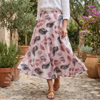 Lyocell mit Leinen und Seide Retro Flowers design B