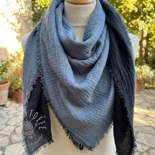 Double gauze/musselin DOUBLE FACE marine